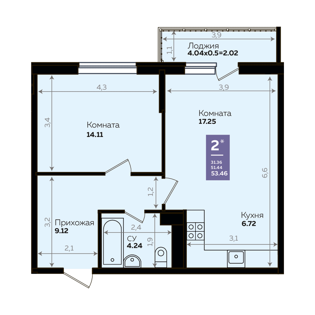 Недвижимость в жилом комплексе Литер 8 Евро 2-комнатная