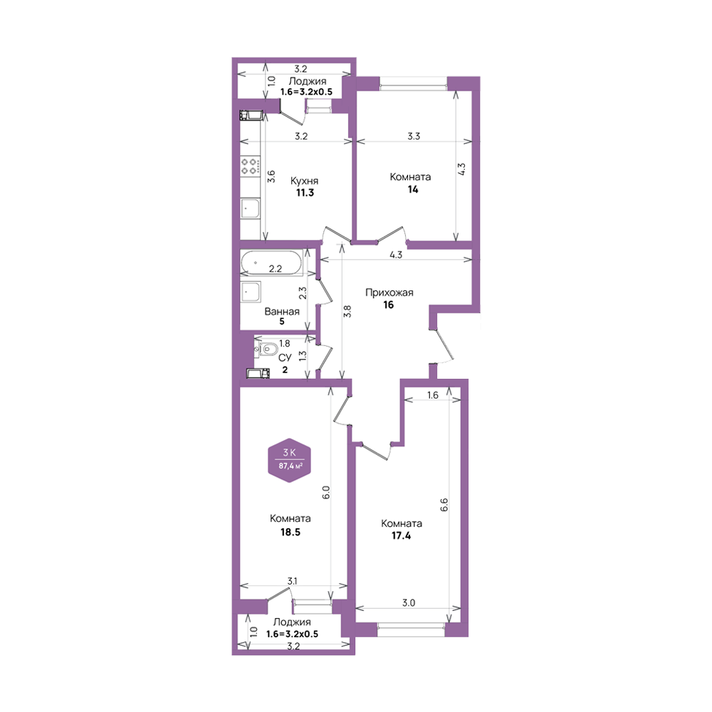 Недвижимость в жилом комплексе Литер 6.1 3-комнатная квартира
