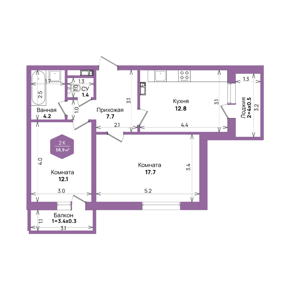 Недвижимость в жилом комплексе Литер 6.1 2-комнатная квартира