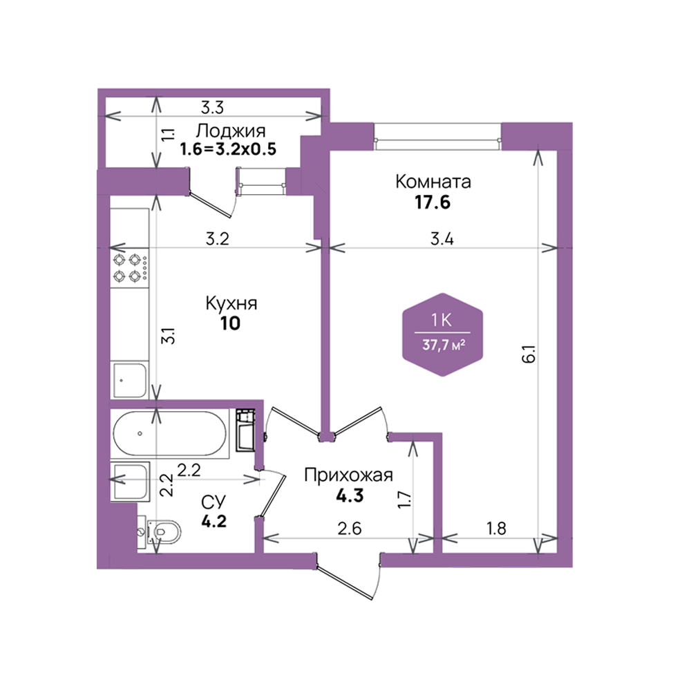Недвижимость в жилом комплексе Литер 6.1 1-комнатная квартира