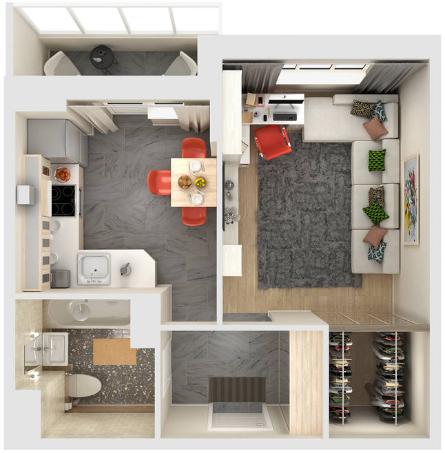 Купить в Краснодаре - 1-комнатная квартира 36,6 кв.м.