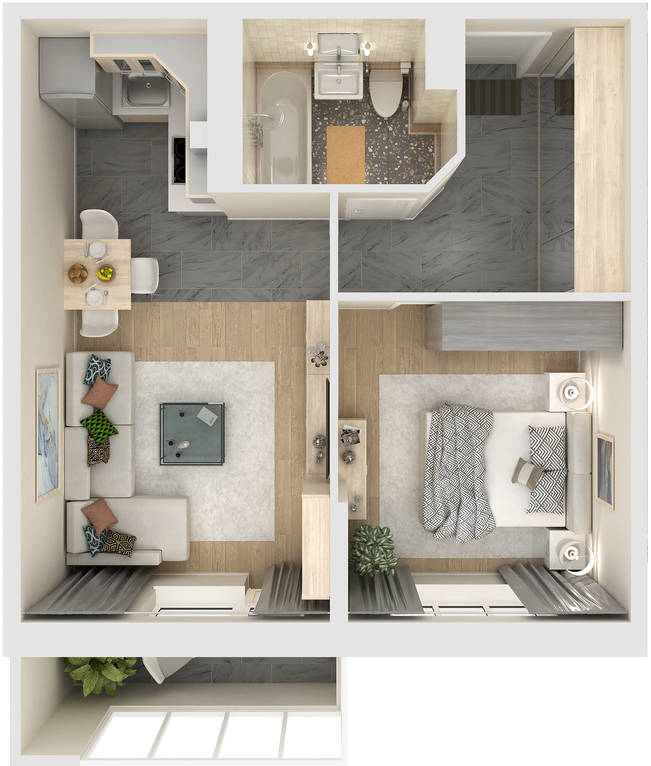 Купить в Краснодаре - Евро 2-комнатная 42,5 кв.м.