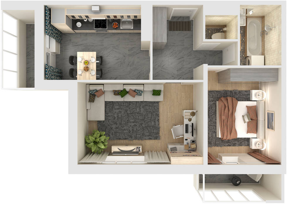 Купить в Краснодаре - 2-комнатная квартира 59 кв.м.