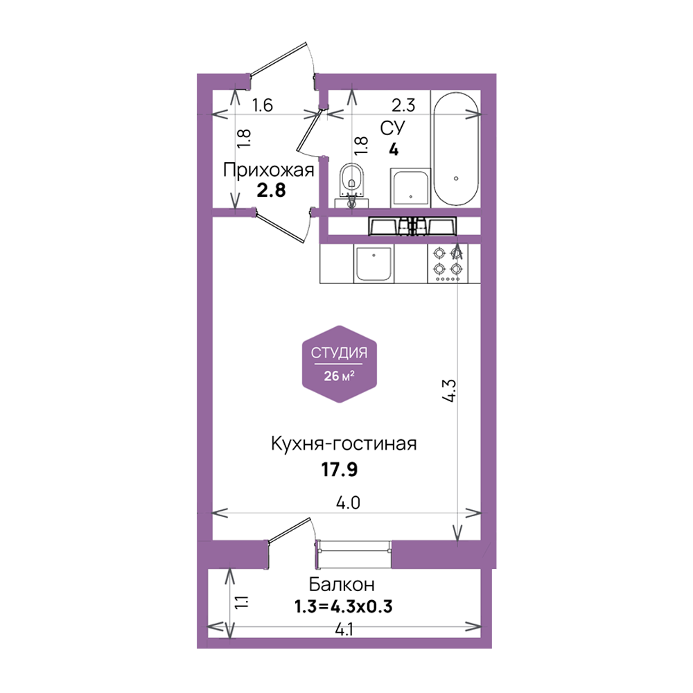 Недвижимость в жилом комплексе Литер 6.1 Квартира-студия