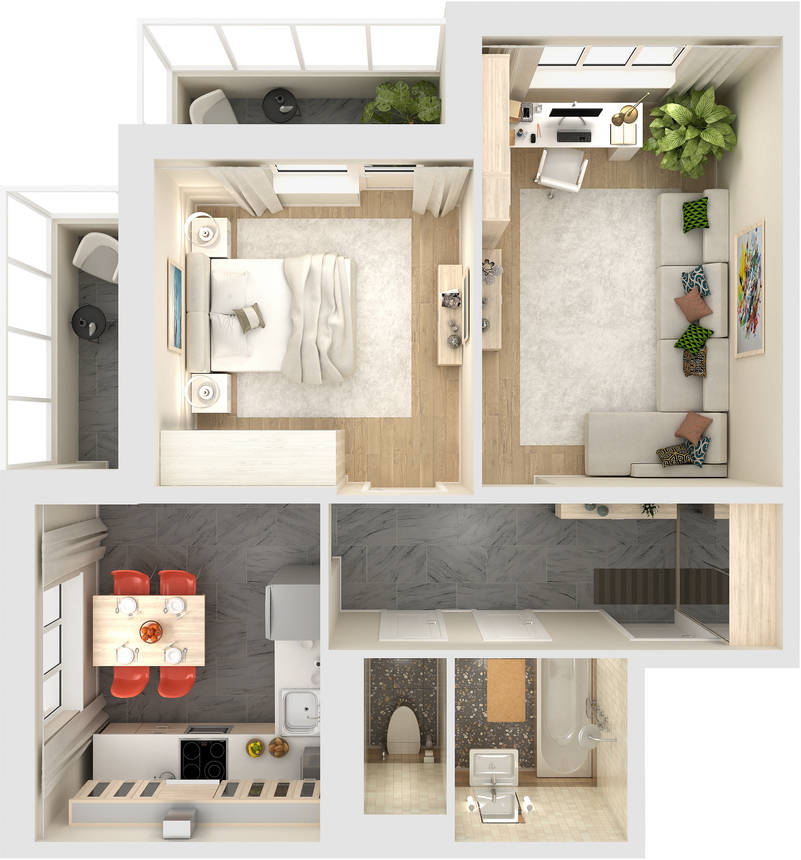 Купить в Краснодаре - 2-комнатная квартира 56,5 кв.м.