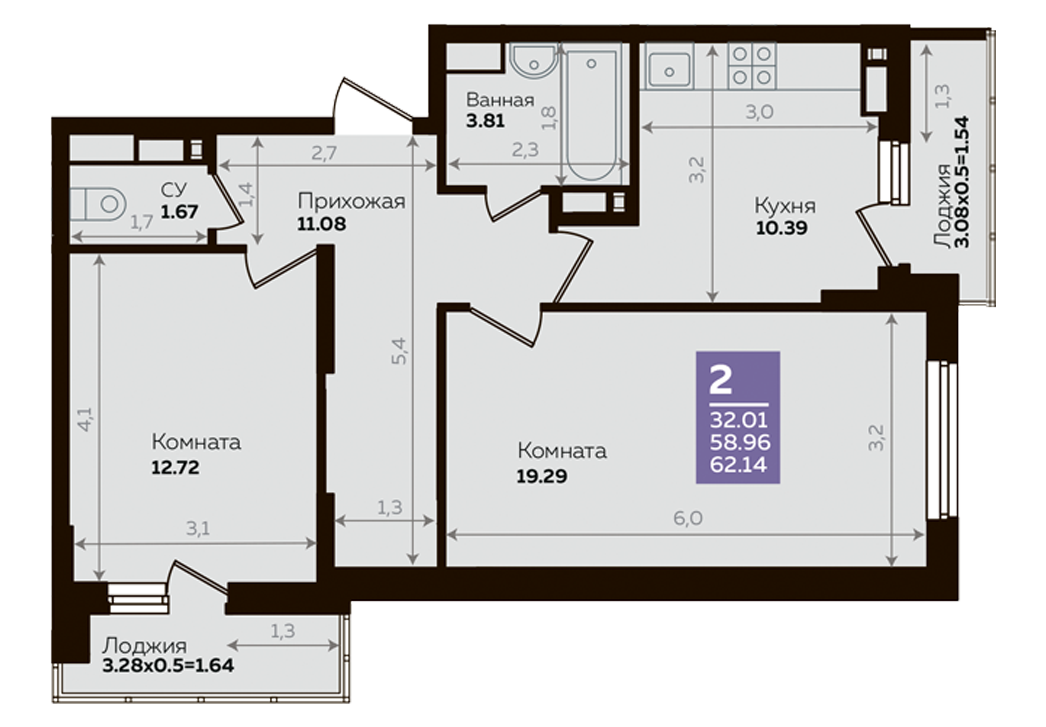 Недвижимость в жилом комплексе Литер 7 2-комнатная квартира