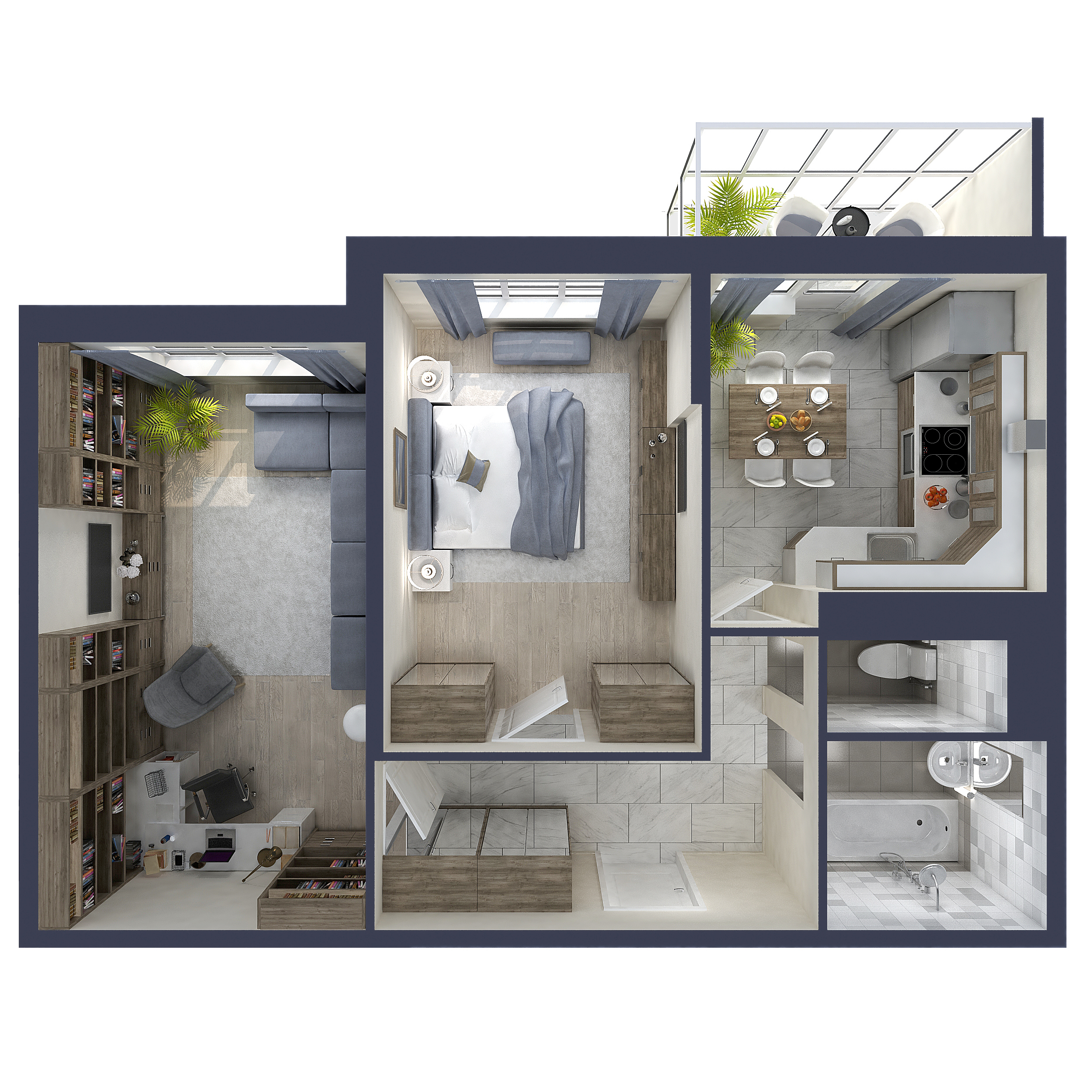 Купить в Краснодаре - 2-комнатная квартира 61,1 кв.м.