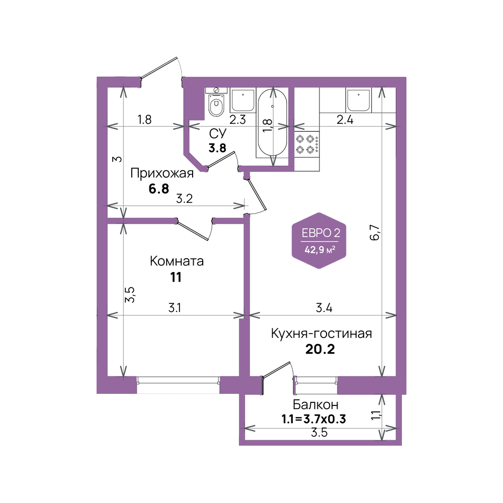 Недвижимость в жилом комплексе Литер 6.1 1-комнатная квартира